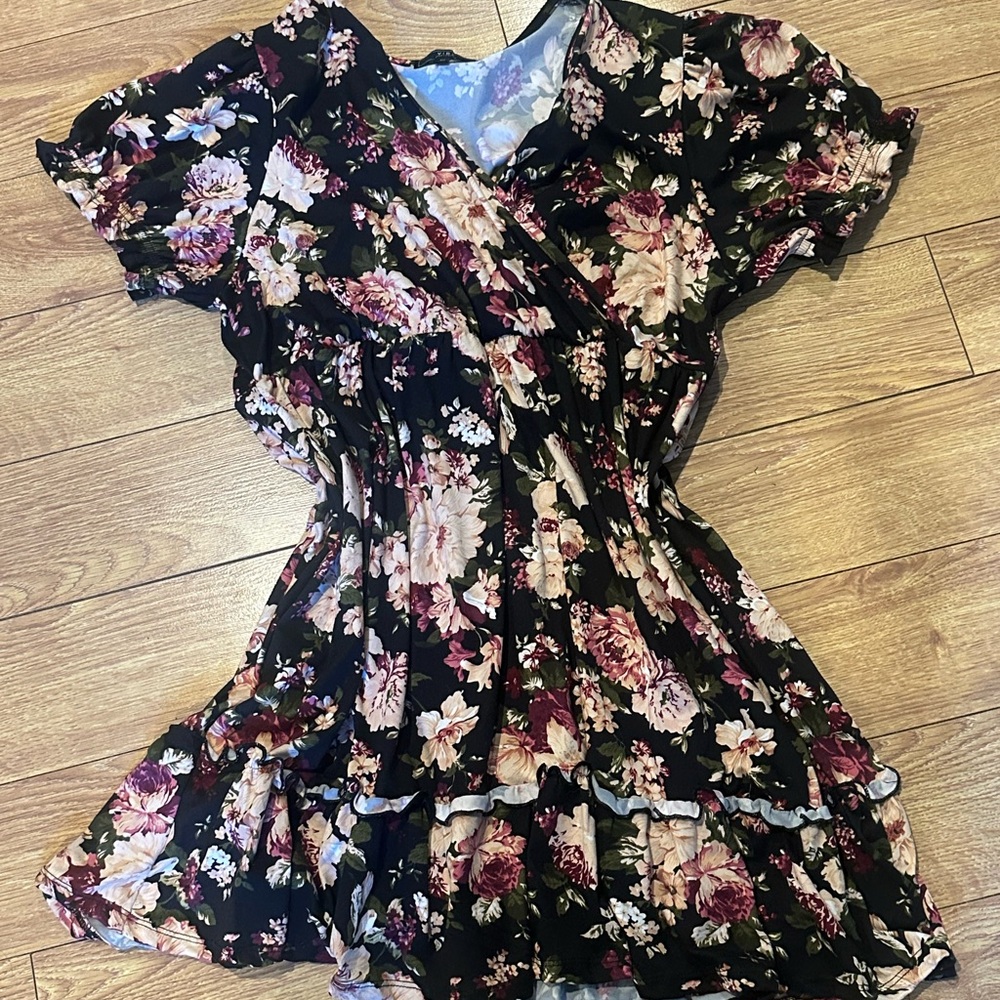 Floral Black and Pink Dress